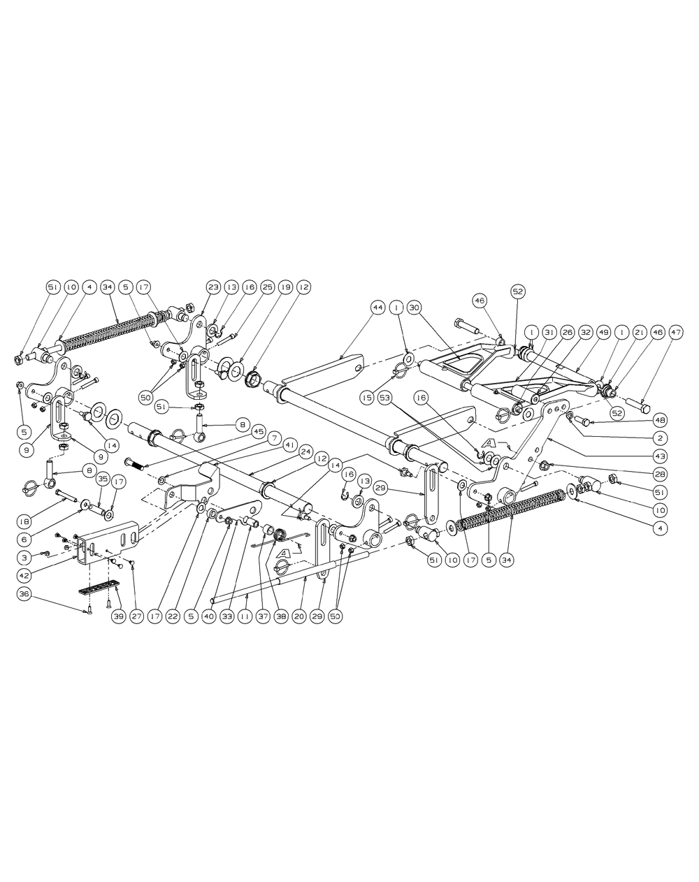 Lift Assembly (2009) Diagram and Parts List for M54-KH (53AH8CT4050-27HP-OHV)(2009 & Before) Cub Cadet Lawn Tractor